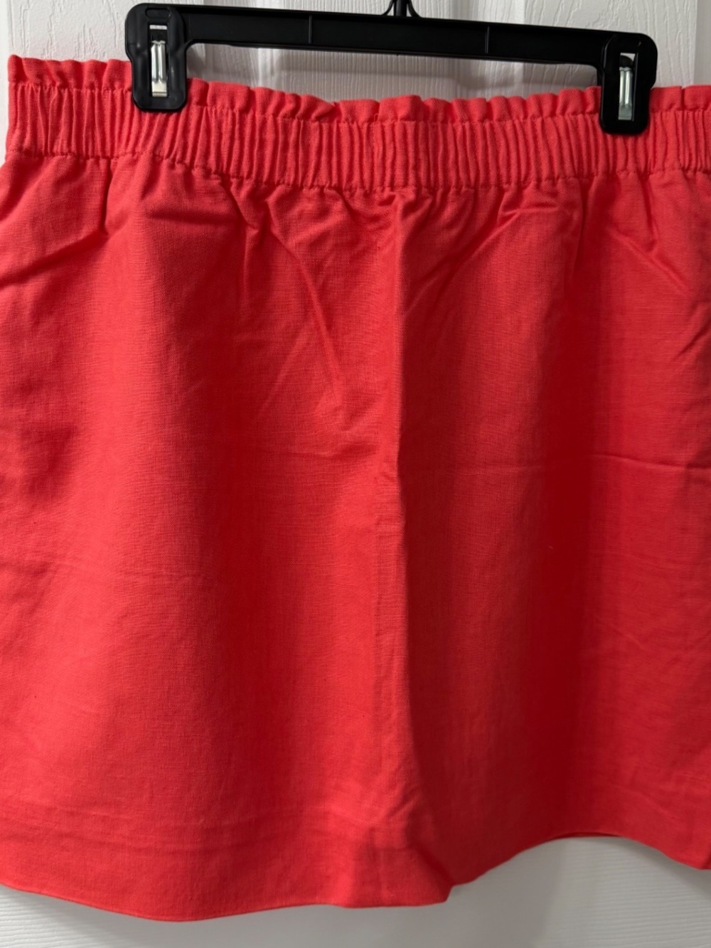J.Crew Sidewalk Mini Skirt Coral Linen Cotton Paperbag Waist Size 14 NWT